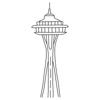 Line drawing of the Space Needle